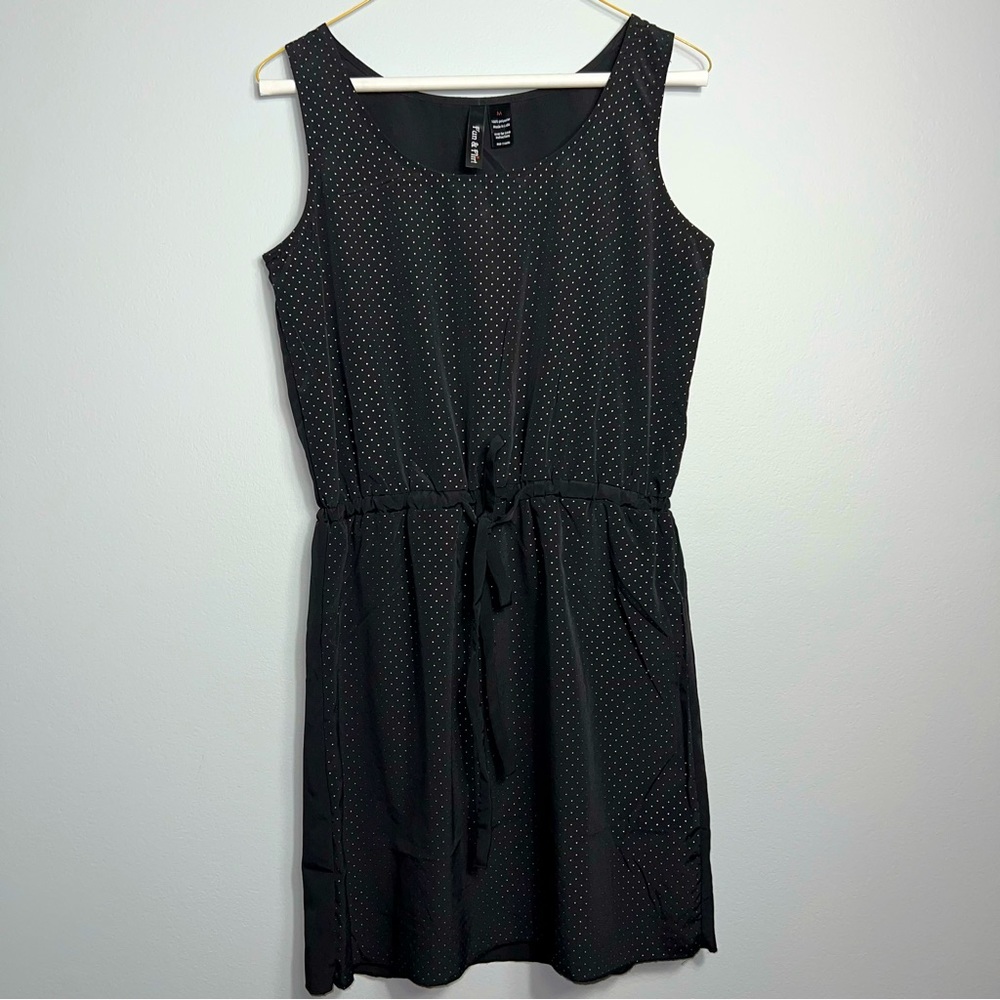 &Fun & Flirt black with gold raised polka dots metallic sparkle sleeveless thick
